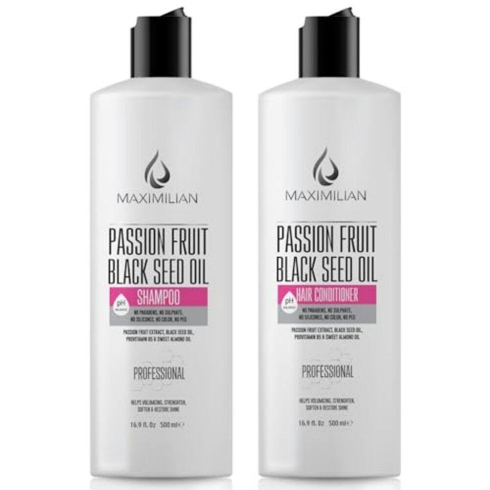 Maximilian Passion Fruit Black Seed Oil Shampoo and Conditioner-Extra Volume